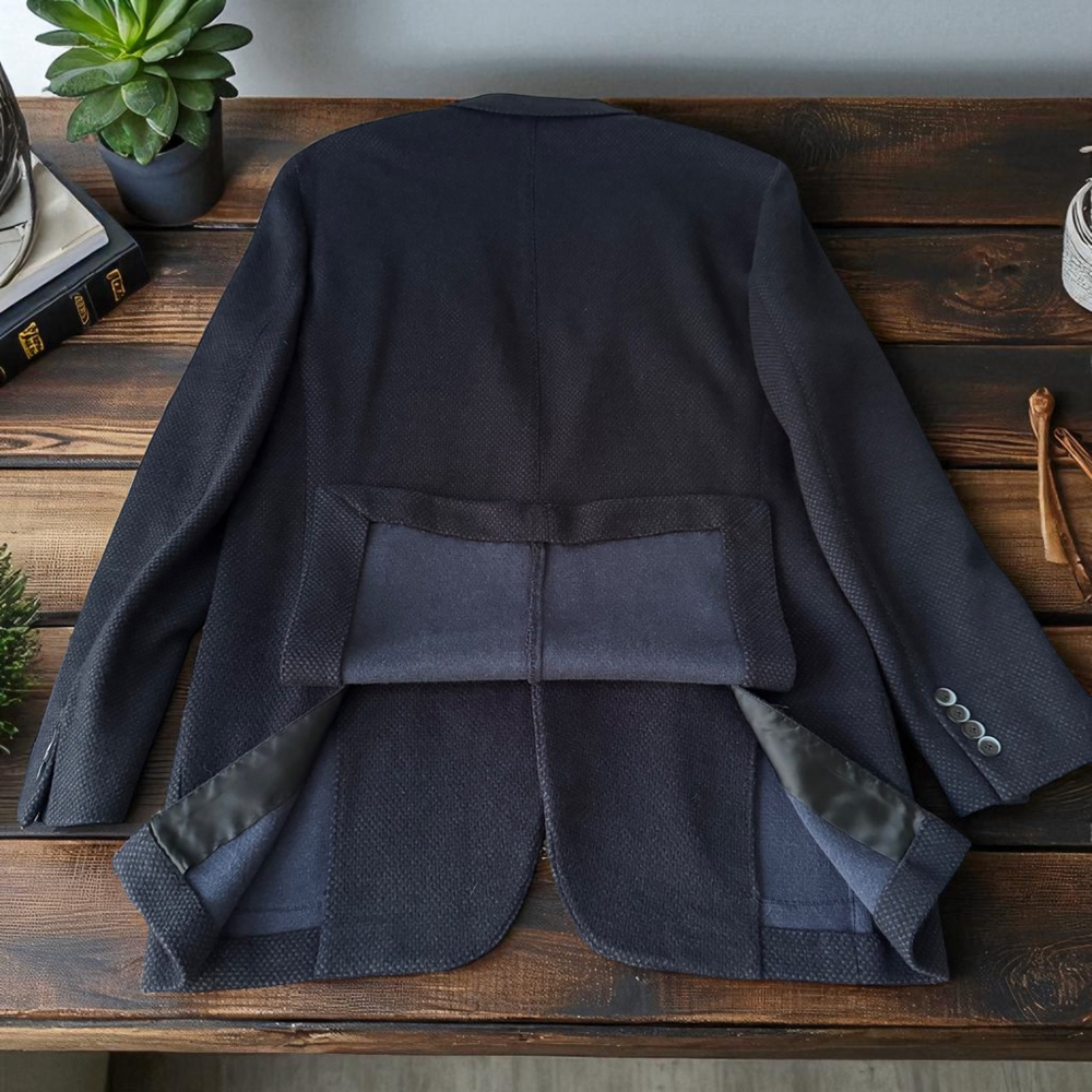 $1295 Maurizio Baldassari - Blue Black Knit Sport Coat - Wool/Cotton - EU50/US40 - Picture 6 of 15